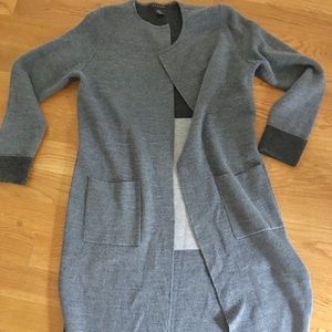 Tahari Gray/Blue Long Cardigan